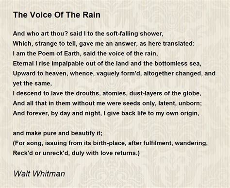 how does the rain become the voice of earth|the voice of rain poem pdf.